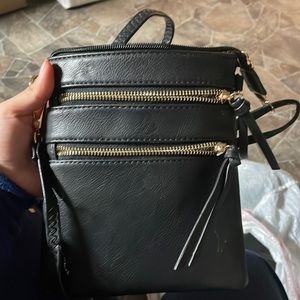 Small black crossover purse